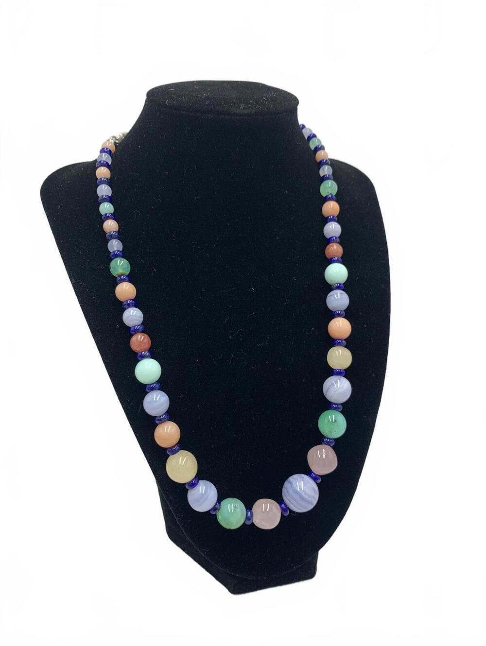 Jay King Agate, Quartz, Chalcedony, Lapis Lazuli Necklace